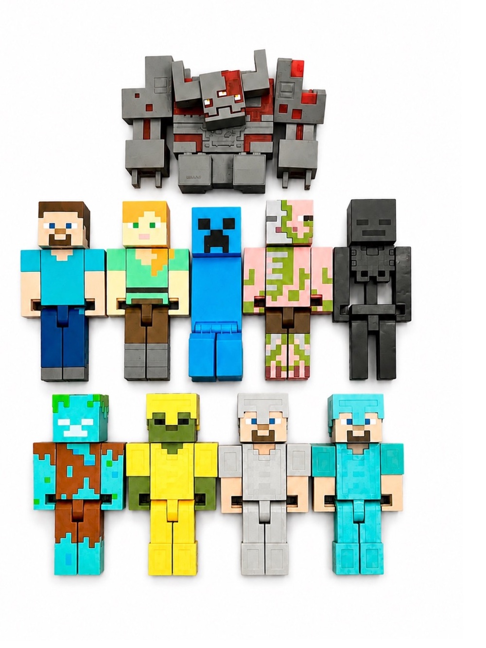 Set of 10 Large Scale Minecraft Collectible Figures Zombie Creeper Pig Dungeon